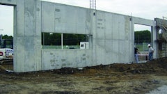 ABI Corp. used Western Form's Flagship G forms for the architectural facade of a building at an impound lot in Kansas City, Mo. The forms have gaskets which reduce concrete seepage at the seams to allow for a better finish. Here you see a 14-foot-8-inch-long window that challenged ABI Corp.'s traditional concrete pumping methods.