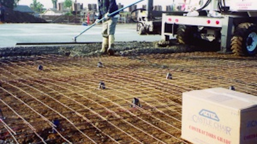 Above and below: Properly placed/supported reinforcement will result in properly located reinforcement in the slab. Consult manufacturers' literature for maximum chair and other support spacing and use a 12-inch minimum reinforcement spacing so workers can avoid walking on the reinforcement.