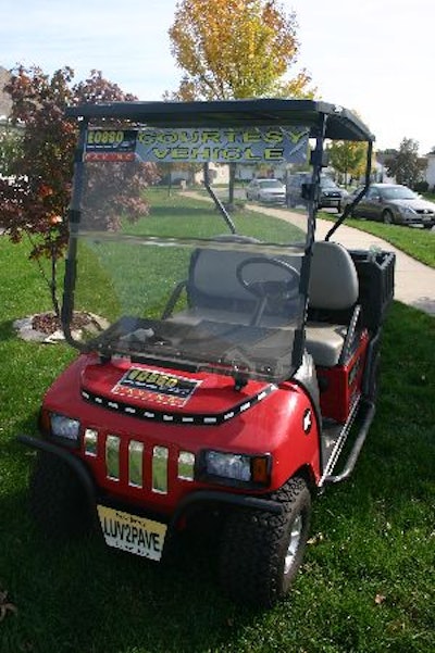 Eosso Brothers' first Courtesy Cart seated two people, and last year the contractor added a four-person Courtesy Cart to their fleet.