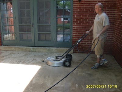 Proper surface prep includes removing any coatings or impurities on the concrete slab as well as leveling and profiling the concrete so the overlay can bond with the surface.