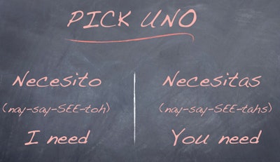 To create a Spanish sentence, start by choosing the verb.