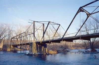 Coverts Crossing bridge as it looked before thieves dismantled and carried it off in late September.