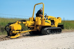 The RTX450 from Vermeer can use a flex-pivoting trencher, vibratory plow or rock wheel.
