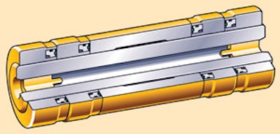 This unique cartridge on the Caterpillar SystemOne undercarriage replaces a conventional pin and bushing.