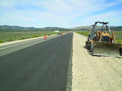 After completing the inside lanes of the two project sections, Valentine's CIR crew began work on the 12-foot outside travel lanes and the 10-foot outside shoulders.