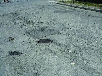 One of the test areas before using reclaimed asphalt pavement (RAP) instead of virgin aggregate.