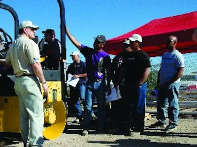 A variety of training programs are available to help roller operators fully understand machine functions, as well as how to avoid common mistakes during operation. Shown is a class at Volvo's Road Institute.