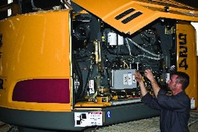 Liebherr's new R924 compact swing excavator has been designed so that all components requiring routine maintenance are accessible from a single door.