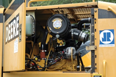 This 644H wheel loader is equipped with a new PowerTech Plus 6.8L engine as part of the John Deere Tier Up repower program.