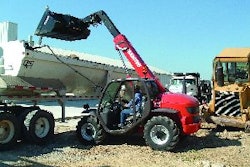 The ability to utilize larger buckets, coupled with extended reach capabilities, gives compact telehandlers an advantage over skid steers when it comes to loading full-size dump trucks and trailers.
