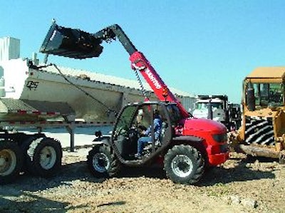 The ability to utilize larger buckets, coupled with extended reach capabilities, gives compact telehandlers an advantage over skid steers when it comes to loading full-size dump trucks and trailers.