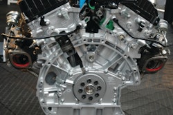 Twin, quarter-sized turbos (red ring on each cylinder bank) spin up fast to deliver 90% of the engine's 420 lbs.-ft. of torque from 1,700 to 5,000 rpm.