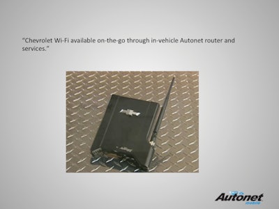 Chevrolet WiFi is available on the go through in-vehicle AutoNet router and services.