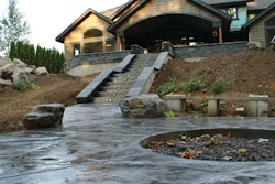 Innovative Concrete Concepts completed a two-level, stamped patio in Keizer, Ore. The project was completed with a crew of three in 60 man hours.