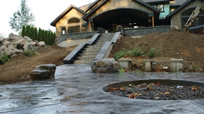 Innovative Concrete Concepts completed a two-level, stamped patio in Keizer, Ore. The project was completed with a crew of three in 60 man hours.