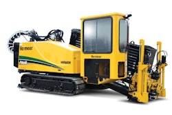 Vermeer's D36x50DR Series II rock drill puts dual rod (rod-inside-rod) down the hole, with 1,500 ft.-lbs. torque to the inner rod powering the drilling head.