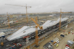 The main eye-catcher for the new main station is the folded, diamond-shape, translucent roof, which spans five island platforms and 10 tracks.