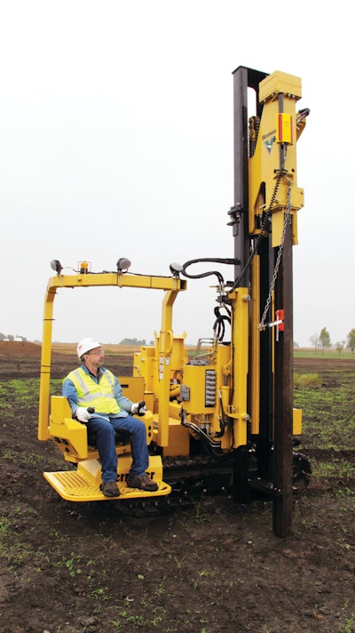 Vermeer PD10 is designed to drive posts to meet exacting standards for plumb and depth.