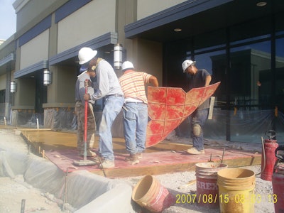 Bomanite stamps are the tool of choice for Riggs and his crew because of the quality of the tool.