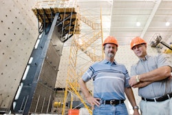 Mark Bowman (right), director of Purdue's Robert L. and Terry L. Bowen Laboratory for Large-Scale Civil Engineering Research, and Michael Kreger, a professor of civil engineering, are working with other engineers to perfect a new kind of 'core wall' for skyscrapers.