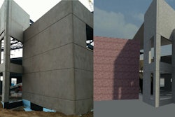 A digital mockup created with BIM software compared with the actual construction of the modeled building element.