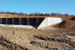 The 2,566 linear feet of precast concrete consisted of two separate culverts; a single barrel culvert with 256 linear feet of 10-ft. by 9-ft. reinforced concrete box and a 21 barrel culvert with a final length of 110 linear feet of 10-ft. by 9-ft. reinforced concrete box culvert per barrel.