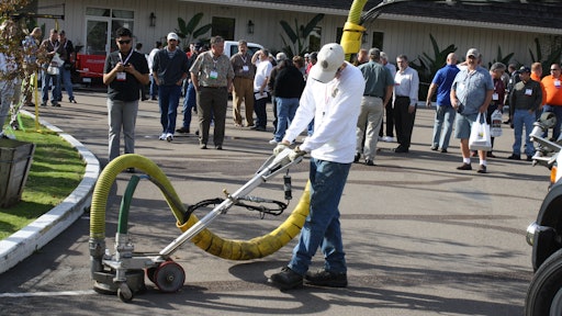 Waterblasting Technologies uses the Stripe Hog 5500 to remove existing stripes from a parking lot located at the Town & Country Resort in San Diego.