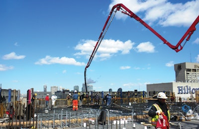 Toronto-based Amherst Group is handling the important task of pumping concrete throughout the Shangri-La Hotel and condominium tower.