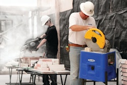 The 14-in. iQ360 masonry chop saw has an integrated dust collection system that the maker says will capture 99.5% of dust created while cutting.
