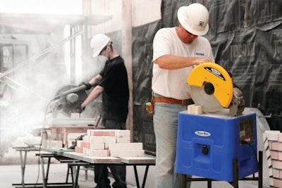 The 14-in. iQ360 masonry chop saw has an integrated dust collection system that the maker says will capture 99.5% of dust created while cutting.