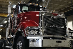 A completed Titan by Mack reaches the end of the assembly line at Mack's Macungie Assembly Operations in Pennsylvania's Lehigh Valley. The assembly plant and the Titan are featured in the upcoming episode of Ultimate Factories.