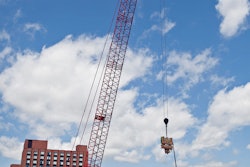 For the pile driving, the crane worked with 247 feet of main boom, a wind tip attachment and a vibratory-hammer to drive the piles.