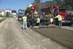 CIR Train using Portland cement placing the center pass of the roadway.