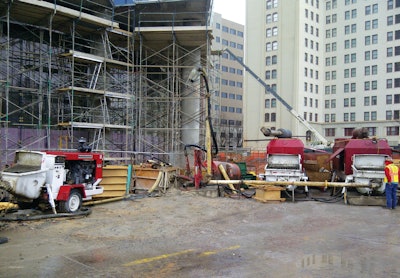 C&C Concrete Pumping enlisted two of its BSA 14000 HP-D 8-in. trailer pumps and one Thom-Katt TK 50 high pressure shotcrete/concrete pump to pump the 120,000 cu. yds. of concrete for the project.