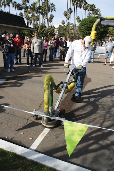 Waterblasting Technologies kicked off the demonstrations showing marking removal with the Stripe Hog 5500.