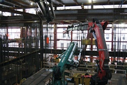 Once the steel rebar was distributed on each floor, the Fassi F800XP would hold the rebar in place for the concrete team.