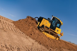John Deere 750K is a 155- to 165-hp hydrostatic dozer with base weight of 34,377 to 37,595 lbs.