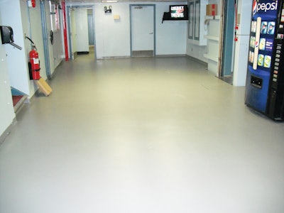 Mirage Floor Coatings was commissioned to coat 1,200 square feet of concrete floor space on a riverboat casino, including a cafeteria, hallway and surveillance area.