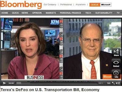 Ron DeFeo, CEO of Terex Corp., discusses the economic impact of an uncertain infrastructure future on Bloomberg Television's 'InBusiness with Margaret Brennan.'