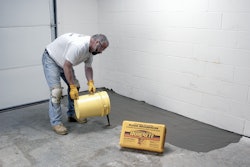 Self-leveling resurfacer can repair uneven or worn interior floors.