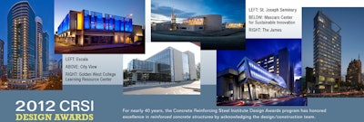 A collage of the 2012 winners of the CRSI Design Awards program.