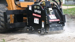 Cold planers, such as this Bradco unit, are used for asphalt and concrete pothole and frost heave repair, curb cutting, pavement texturing and the removal of traffic lane stripes and roadway around manholes.