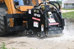 Cold planers, such as this Bradco unit, are used for asphalt and concrete pothole and frost heave repair, curb cutting, pavement texturing and the removal of traffic lane stripes and roadway around manholes.