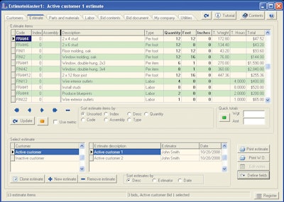 Coon Creek Estimate Master Screen Shot