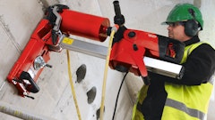 Hilti's aluminum drill stand is lighter than the traditional steel variety, making it easier for the operator to transport, which translates into getting the job done faster.