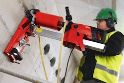 Hilti's aluminum drill stand is lighter than the traditional steel variety, making it easier for the operator to transport, which translates into getting the job done faster.