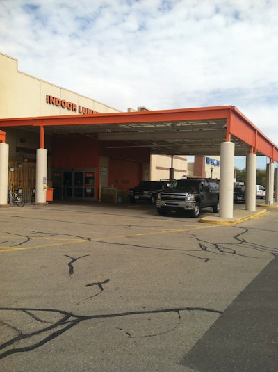 Contractors can park under the canopy at the pro services entrance for easy loading.