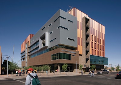 The Walter Cronkite School of Journalism at Arizona State University is a 223,000-square-foot, six-story, multi-level facility that is home to offices, retail space, restaurants, 17 media-equipped classrooms, seven computer labs, and seven professional newsrooms.