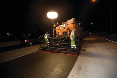 The micro surfacing work called for a two-pass, 30-pound total application of asphalt emulsion micro surfacing on 746,937 square yards of roadway.