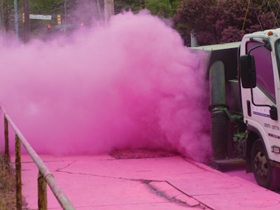 Initially, AC Sweepers used two regenerative air units to clean up the dust, but those units pushed the dust around rather than sucking it up. It soon became clear that it was necessary to use a unit that had a spray tank.